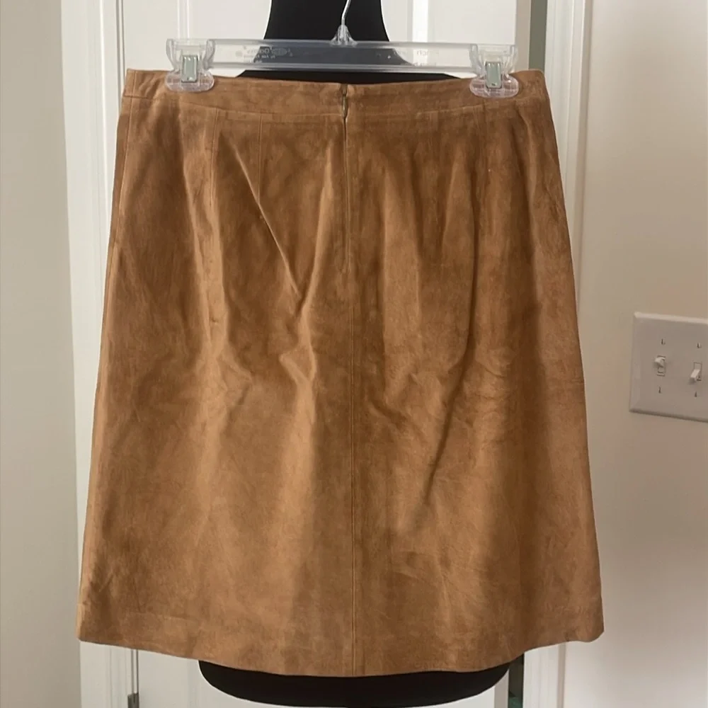 LOFT Vintage 90's 100% Genuine Leather Suede Pleated Academia Skirt Size 2
